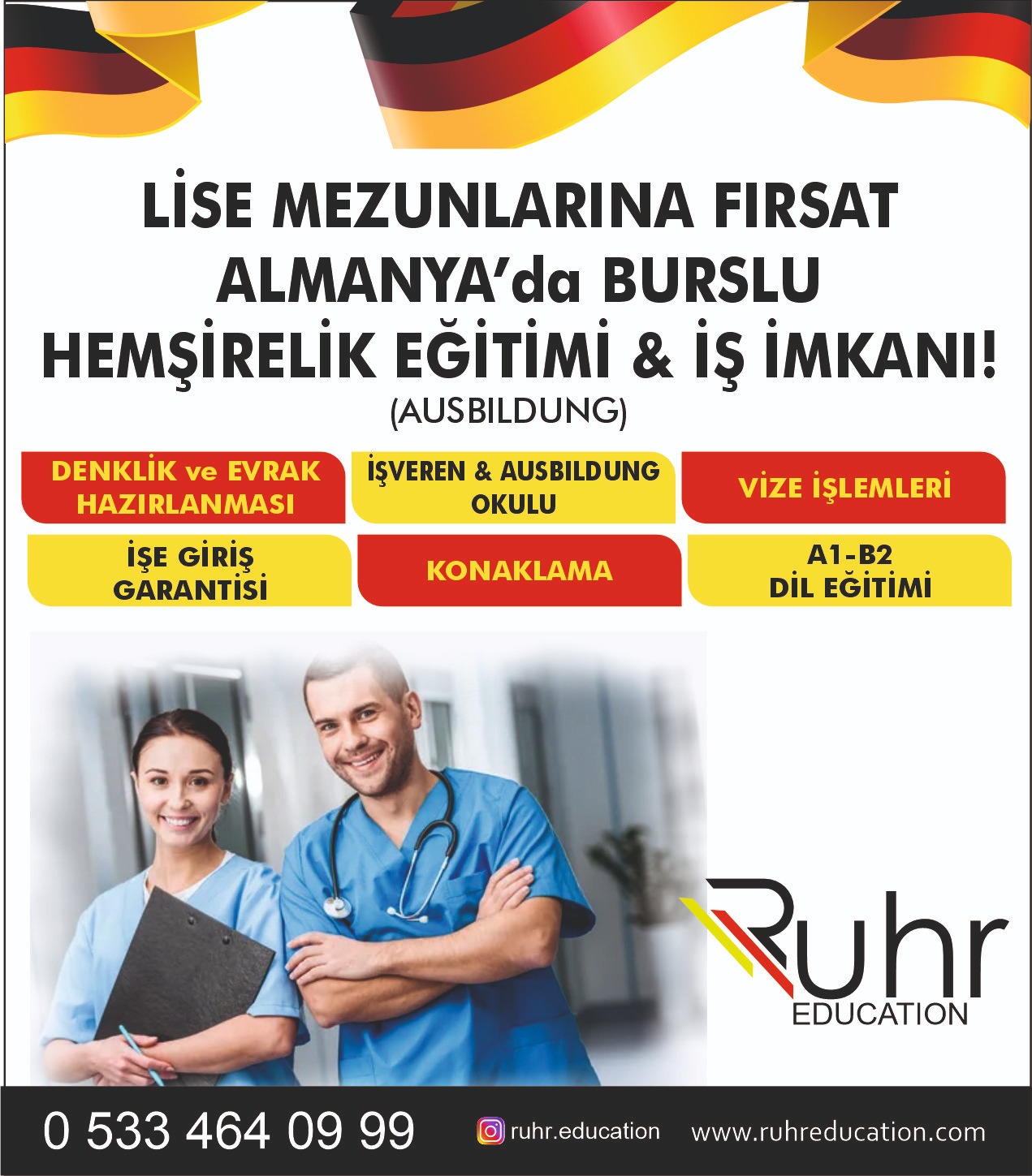 Lise Mezunlarına Almanya’da Burslu Hemşirelik Eğitimi ve İş İmkânı!